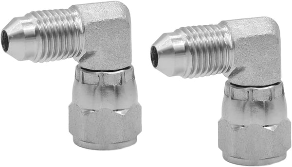 (2-PACK) 6500-04-04 Hydraulic Hose Adapter Fitting 1/4" Male JIC 37° Flare × 1/4" Female JIC 37° Swivel Nut 90° Elbow