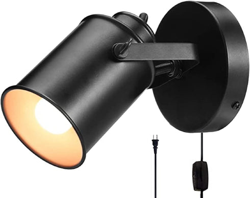 NOTOC Industrial Adjustable Retro Black, Plug-in Wall lamp, Rocker Wall Sconces with