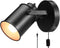 NOTOC Industrial Adjustable Retro Black, Plug-in Wall lamp, Rocker Wall Sconces with