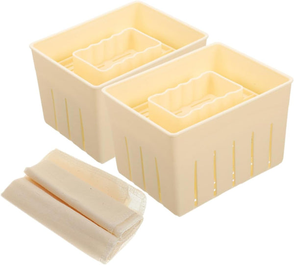 NUOBESTY Tofu Pressing Tool and Mold Set with 3pcs Box and Cheesecloth