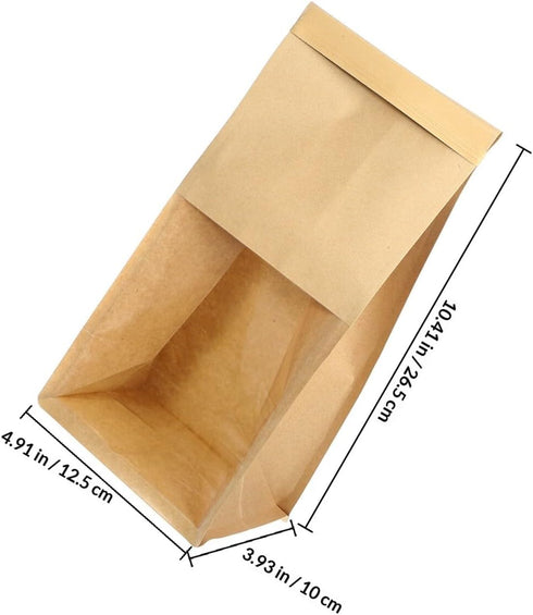 50pcs Packaging Small Kraft Paper Bread Bags with Iron Wire Self-sealing Strip for Homemade Bread Storage and Bakery