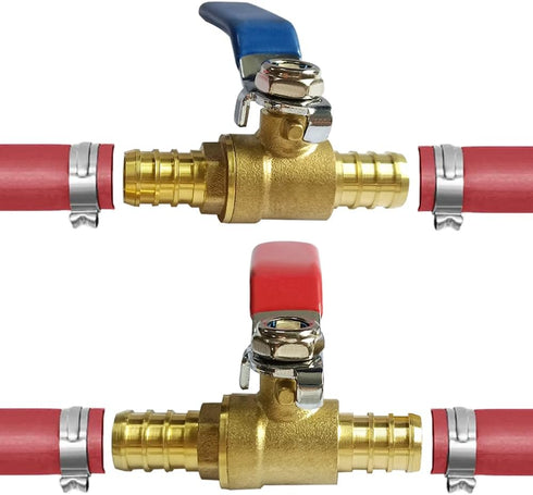 2PCS LF Brass 1/2 Inch PEX Barb Full Port Shut Off Ball Valve Pipe Crimp Fitting for Hot and Cold Water