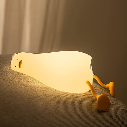 Generic 3 Dimmable Lying Flat Duck Night Light, Level LED Nursery Nightlight,Cute Lamps Silicone Light Up