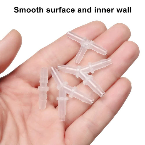 Feelers 1" Plastic Hose Barb T Shaped Tee Type Fitting, Equal Barbed 3 Way Joint Splicer for Air Line Tube