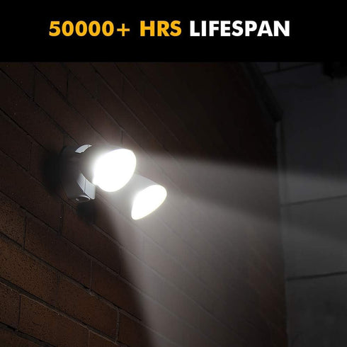 6222W 3500 32 28 LUTEC Lumen Watt LED Dual-Head Floodlight Outdoor, Full Metal Design, Waterproof Exterior Security