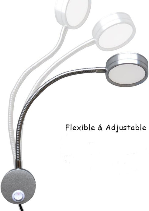 WeFoonLo 5W (03 Wall Mounted Reading Light Flexible Gooseneck LED Sconce Lamp with Plug & Switch for Bedroom, Office