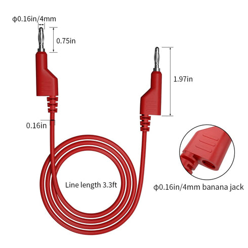 2pcs Banana Plug to Banana Plug Test Lead Cable Line Wire, Both Ends 4mm Banana Plug for Multi-Meter, Electrical Test Jumper Wire 100cm/3.3ft J.70054