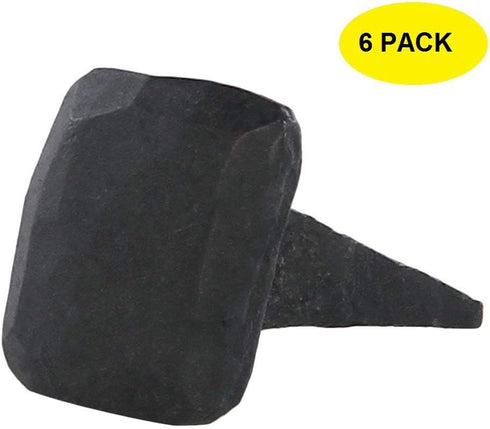 A29 Set of 6 Rectangular Flat Head Decorative Iron Nails/clavos, 3/4 X 1 Inch, Natural Black Iron Finish