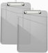 Piasoenc 2 Pack Plastic Clipboards, Translucent Low Profile Clipboard with Ruler, Office School Supplies, Letter Size