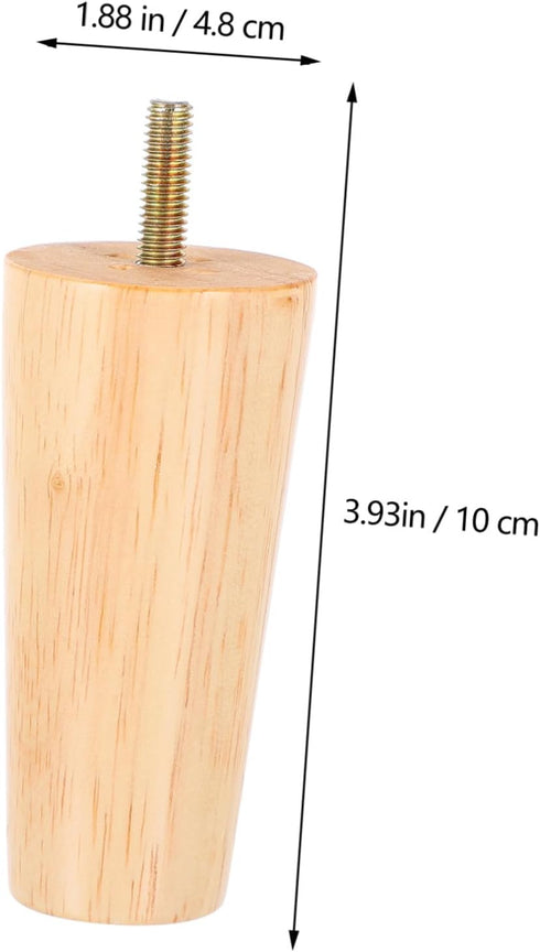 4pcs NUOBESTY Solid Wood Furniture Legs Natural Tapered Replacement Sofa Table Cabinet Feet with Floor Protection Pads