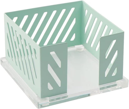 NatSumeBasics Mint Green Sticky Note Holder, Metal Post-it Note Holder, 3.5 x 3.5 Clear Acrylic Base Cube Dispenser for