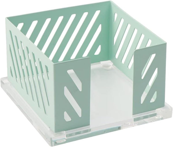 NatSumeBasics Mint Green Sticky Note Holder, Metal Post-it Note Holder, 3.5 x 3.5 Clear Acrylic Base Cube Dispenser for