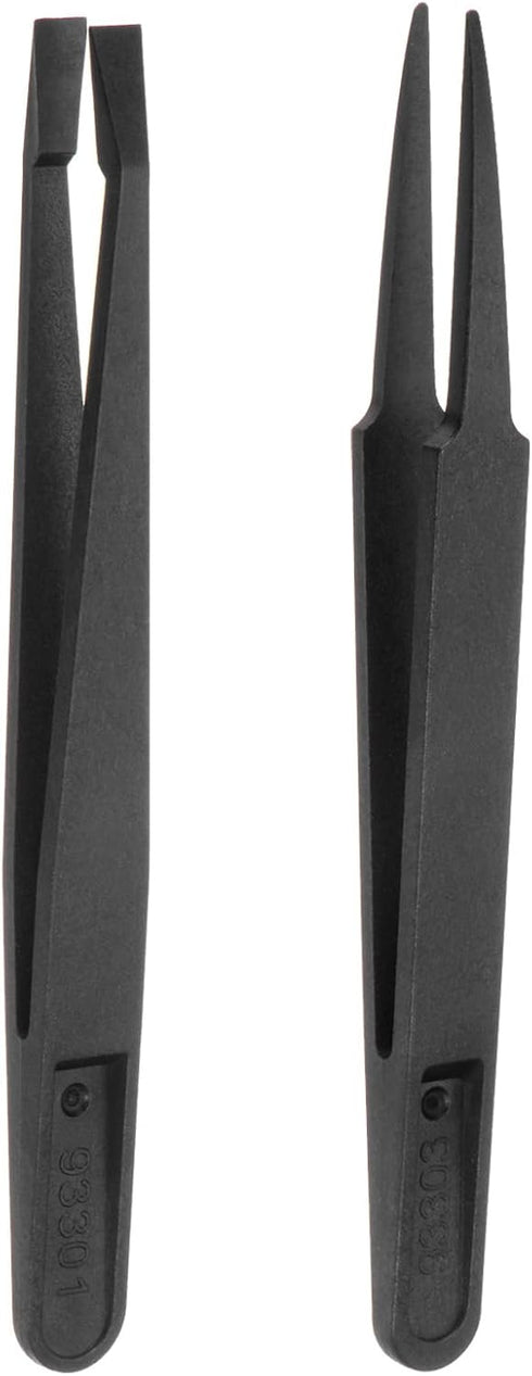 2Pcs Precision Plastic Tweezers Kit, 120mm Anti-static Flat Round Head Craft Tweezers Set for Laboratory Work