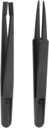 2Pcs Precision Plastic Tweezers Kit, 120mm Anti-static Flat Round Head Craft Tweezers Set for Laboratory Work