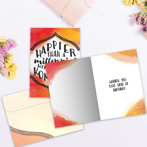 Tree-Free Greetings Birthday Cards, Artful Designs, 1 Card + Matching Envelopes, Made in USA, 100% Recycled Paper, 5"x7"
