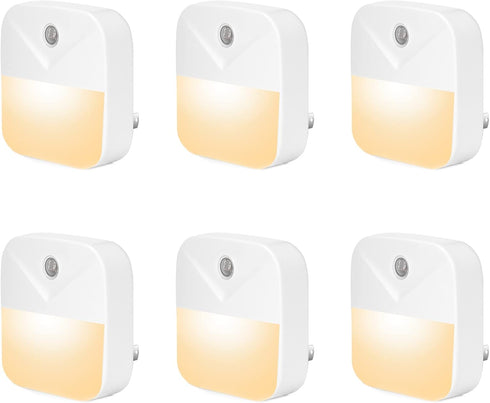 YRWXZYO 6 Pack Night Light Plug in, Warm White LED Nightlights with Smart