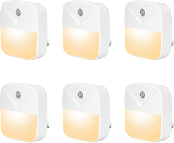 YRWXZYO 6 Pack Night Light Plug in, Warm White LED Nightlights with Smart