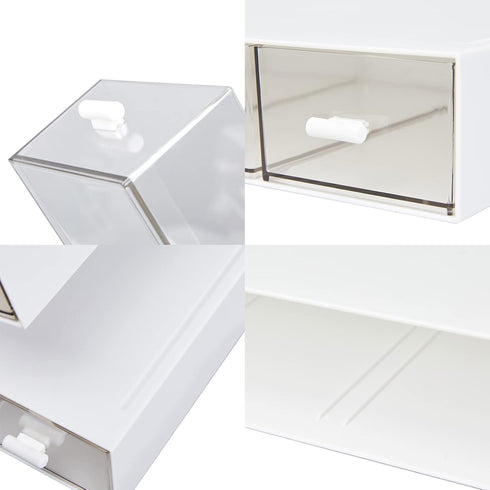 LETURE Desk Organizer with 4 Drawers, Clear Plastic Storage Box for Office Supplies and Stationery