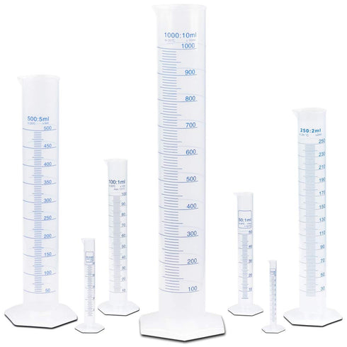 10ml Plastic Graduated Cylinder, Single Metric Scale, Karter Scientific 237I3, Polypropylene