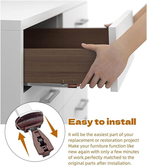 Metal Drawer Slide Replacement for Various Dressers and Nightstands, Drawer Track and Rail Kit with Metal Support Plate