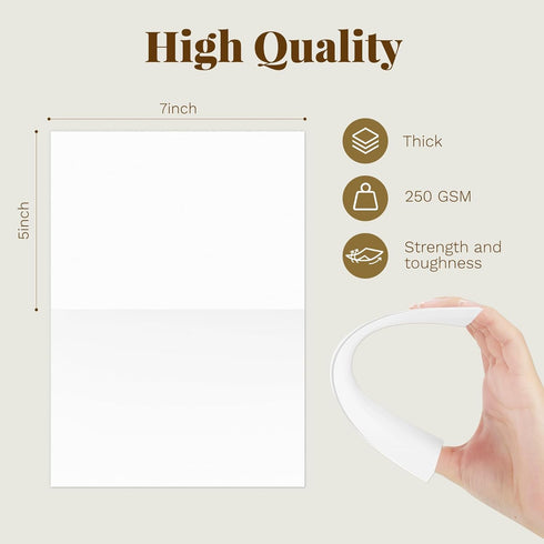 5 7 A7 100 Pack Goefun Blank Note Cards and Envelopes x Folded Cardstock and Envelopes Self Seal for Invitations