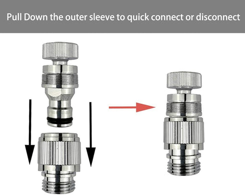Dishwasher Snap Coupling Adapter - Quick Connection for Shower Hose, Garden Hose, Sink to Hose Adapter