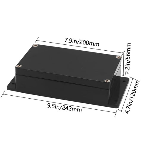 Zulkit Junction Box ABS Plastic Dustproof Waterproof IP65 Universal Electrical Boxes Project Enclosure with Fixed Ear Black 7.87 x 4.72 x 2.2 Inch (200 x 120 x 56 mm)(Pack of 2)