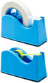 Desktop Tape Dispenser Adhesive Roll Holder with Weighted Nonskid Base - Fits 1" & 3" Core, Blue