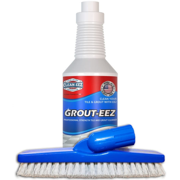 Clean-eez Grout-eez Tile Cleaner with Stand-Up Brush Head 32 oz Heavy-Duty Stain