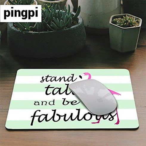 pingpi Flamingo Quote Mouse Pad, Stand Tall & Be Fabulous, Personalized Non-Slip Rubber
