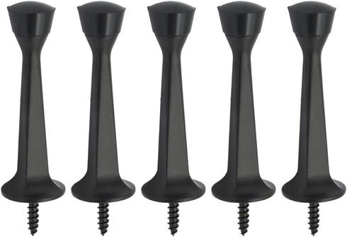 QCAA Heavy Duty Solid Rigid Door Stop, 3", Zinc Die Cast, Matte Black, Made in Taiwan, 5 Pack