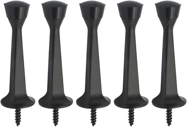 QCAA Heavy Duty Solid Rigid Door Stop, 3", Zinc Die Cast, Matte Black, Made in Taiwan, 5 Pack