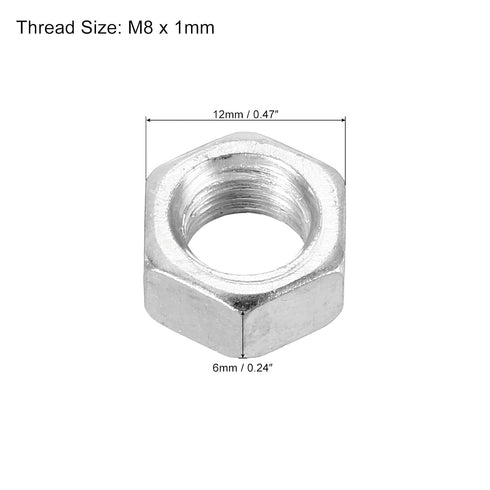 PATIKIL M8 1.0 30 Pack 6mm x Steel Hex Nuts, Metric Thread Zinc Plated Finished Hardware Nuts Screw Bolt Fasteners