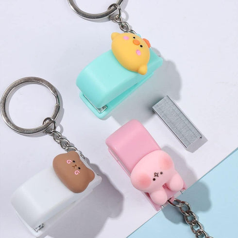 Mini Stapler Set, 5 Pcs Cute Key Chain Stapler with 5 Pcs Staples, Portable for Office