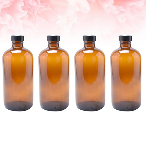 4pcs KICHOUSE Round Glass Bottles Cap Reusable Glass Bottles for Candle Jars Mouthwash Dispenser