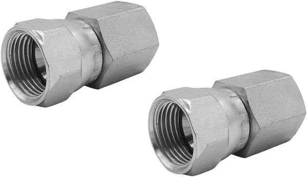 (2-Pack) 6506-06-08 Hydraulic Hose Adapter Fitting, 3/8" Female x 1/2" Female JIC