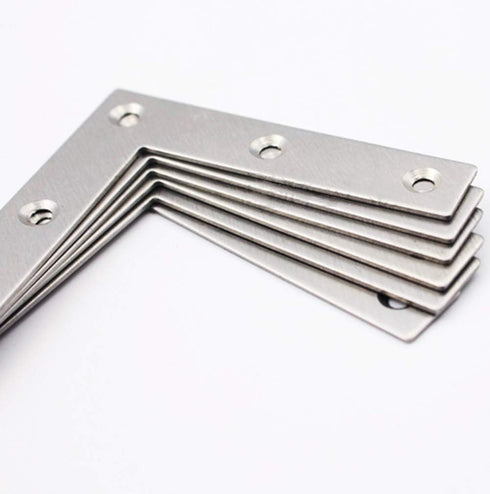 Tiberham 10 80 80 mm Flat L Shaped Corner Bracket, Pcs x Stainless Steel Right Angle Corner Brace Repair Plate, Heavy