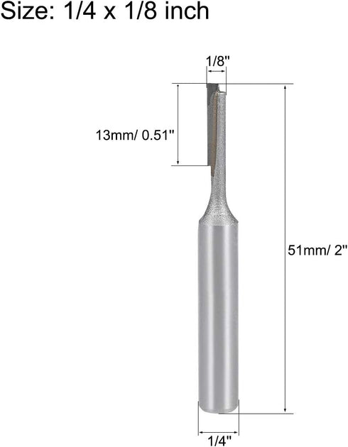 uxcell 4pcs Router Bit 1/4" Shank 1/8" Cutting Dia Single Straight Flute Carbide Tool for Woodworking Carpentry