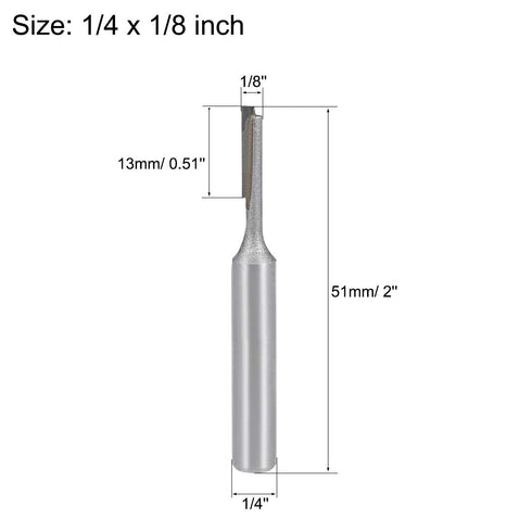 uxcell Router Bit 1/4" Shank 1/8" Cutting Dia Single Straight Flute Carbide for Woodworking Carpentry Milling Cutter Tool 2 Pcs