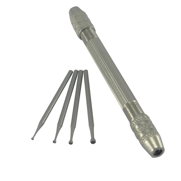 Luo ke 4 Pcs Round Cup Burr, 3/32'' Shank Wire Rounder Bits with Hand Drill Twisting Tools