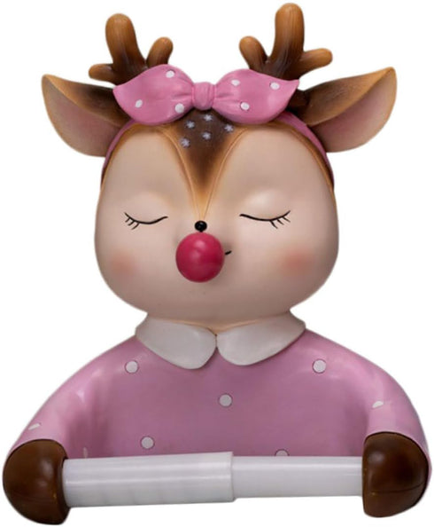 Ciieeo Cartoon Decorative Toilet Paper Holder Wall-Mounted Roll Paper Rack Bathroom Tissue Storage Rack Cute Deer