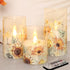 Summer Set 3 Sunflower Glass Flameless Candles Battery Operated with Remote Timer Flickering LED Pillar Candles Fall