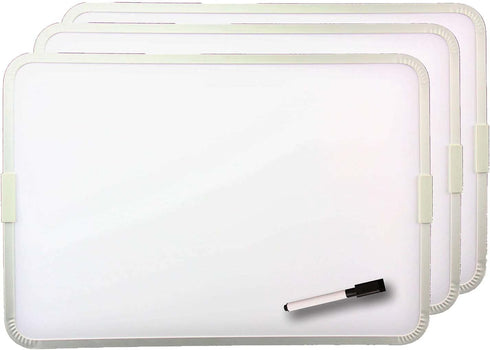 Two-Sided Magnetic Dry Erase Board with Pen, Aluminum Framed, 12" x 17.5", Pack of 3 by Flipside Products