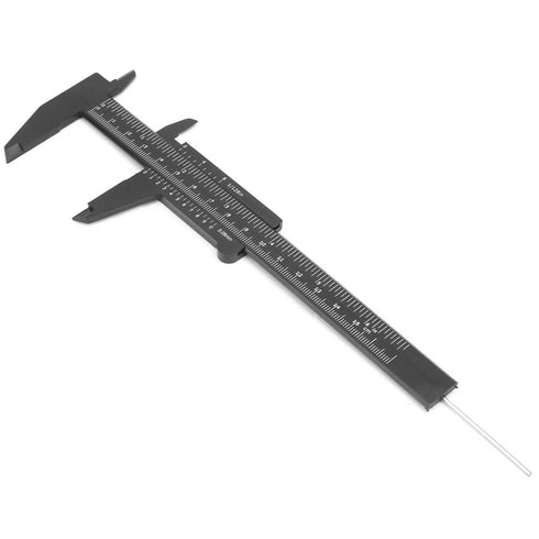 Plastic Vernier Caliper 150mm, High Accuracy 0.05mm Resolution, Double Sided Scale for Makeup, Student, Home (Black)