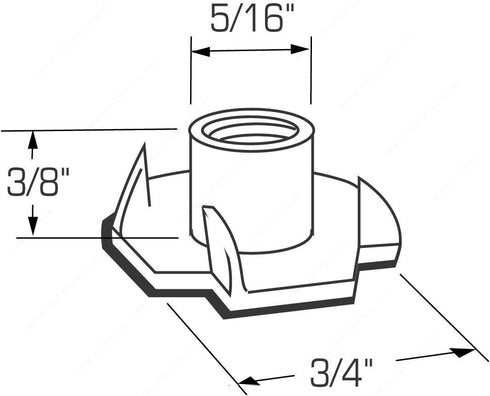 Desunia 1/4inches-20 T Nuts - 4 Prongs - Zinc Plated - 50 pcs. for Cabinetry, Rock Climbing Walls, Woodworking, etc. -