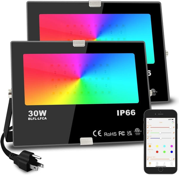 Led Flood Light 30W, 300W Equivalent 3000 LM Outdoor Color Changing Led