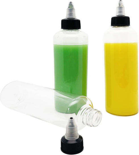 6 Pcs 4oz Plastic Boston Squeeze Bottles with Twist Top Cap for Dispensing