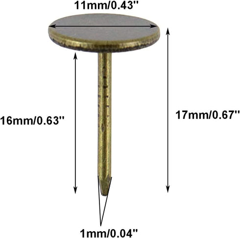 Bronze Flat Head Upholstery Tacks, Flat Thumb Tacks for Furniture Decor, 100Pcs (11mm x 17mm) Upholstery Nails