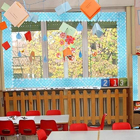 Outus 65.6 Feet Turquoise Scallops Borders, Ocean Wave Decorative Trim for Home School Classroom Decorations, 3 Inches