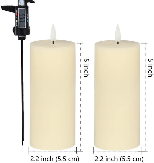 Set 2 (2.2x5 Inch) Dimmable volnyus Flameless Candles of Flickering LED Wax Candles Battery Operated with Remote